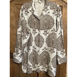 Connie Roberson Linen Button Up Shirt Womens Size XL Tunic Jacket Lagenlook
